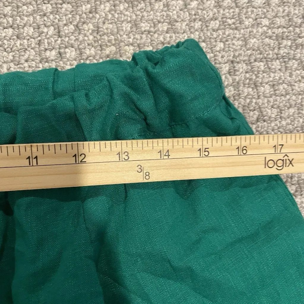 Ashley Stewart Pants Womens 12 Linen Kelly Green Wide Leg Stretch Drawstring - Image 4