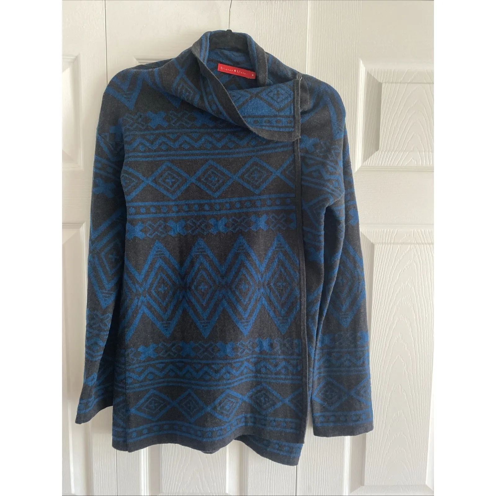 Krimson Klover Womens Medium Blue Gray Open Wool Blend Sweater - Image 3