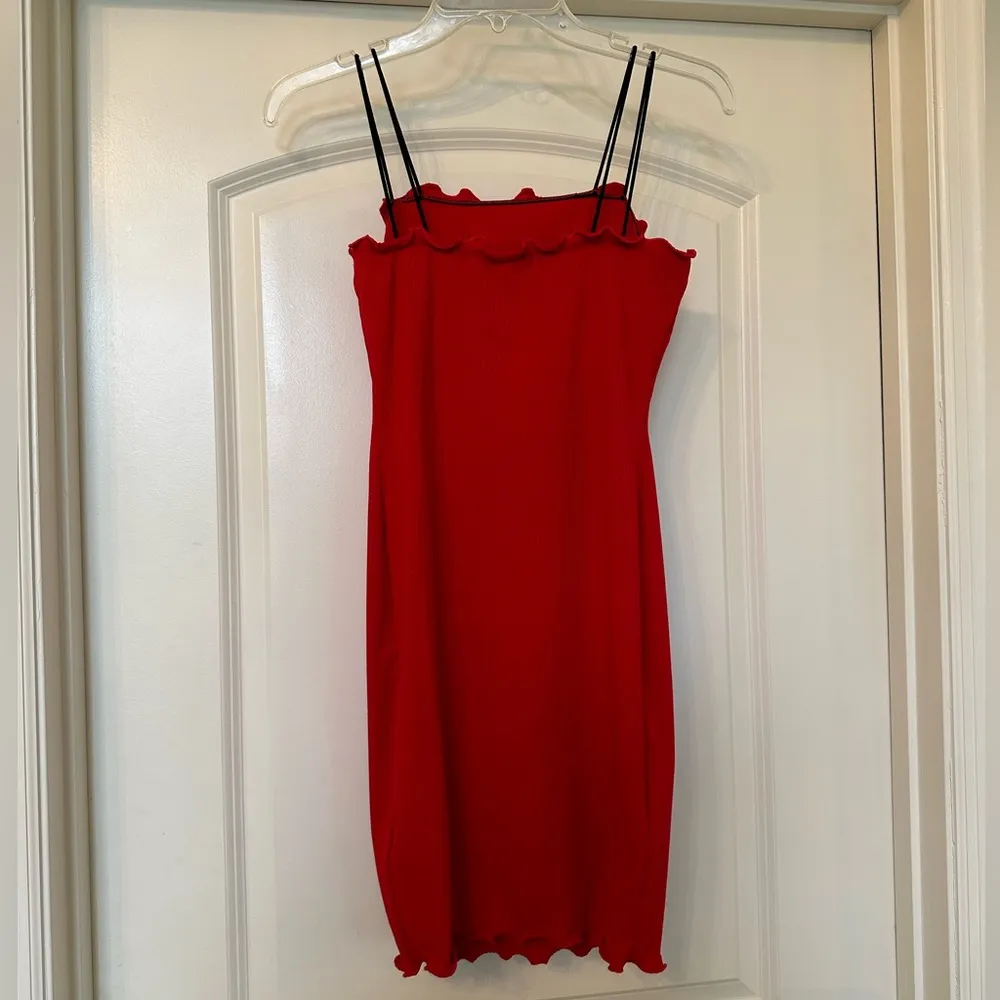 Popular 21 - Beautiful Red Double Strap Dress with Ruffle Detail - Brand new! - Image 2