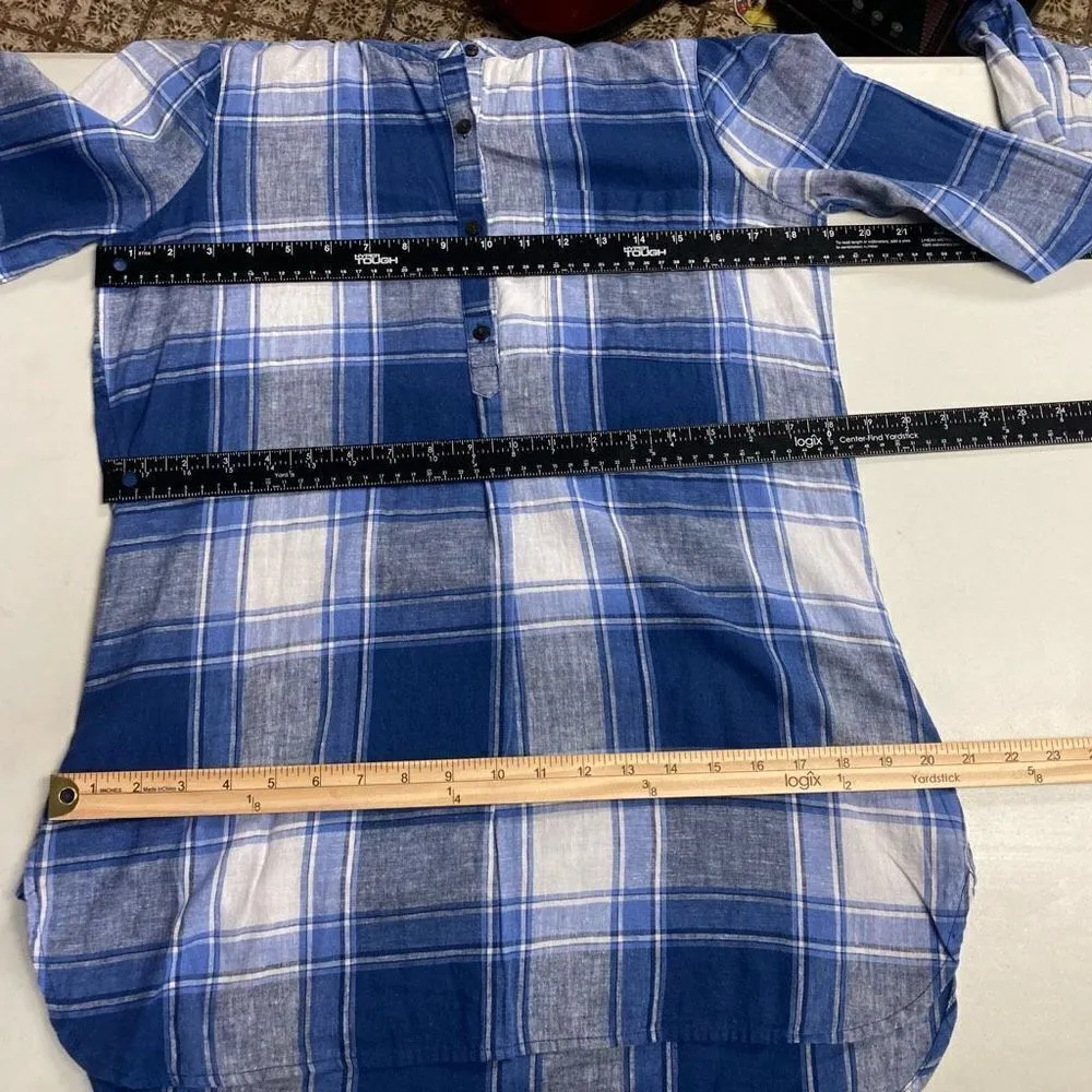 Old Navy Women’s Plaid‎ Button Front Long Sleeve Tunic Blue Size SP - Image 8