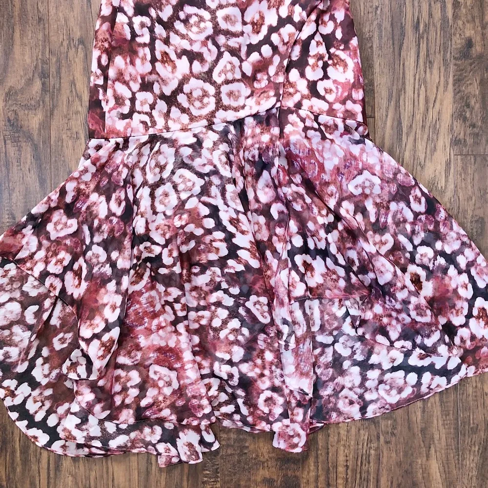 AMUR • Jaylah Dress one-shoulder silk chiffon midi leopard print pink rust - Image 10