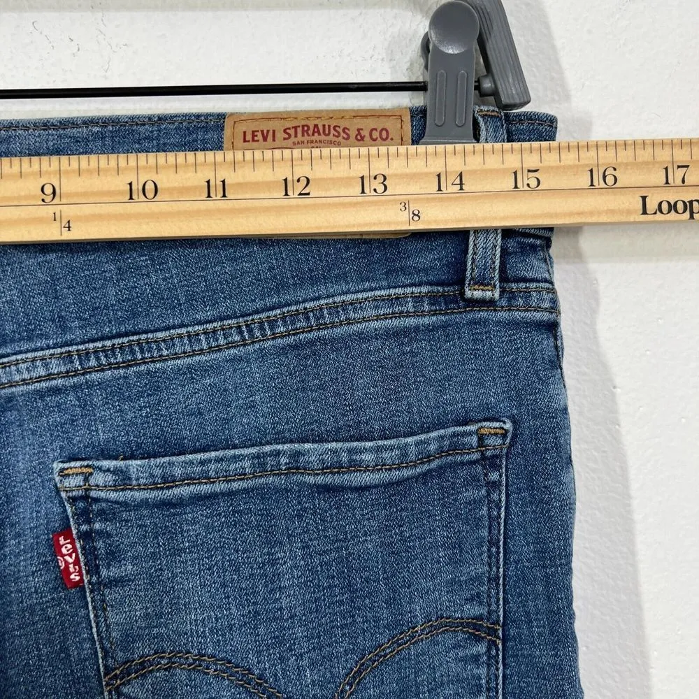 Levi's 724 High Rise Straight Crop Jeans Women 29 Blue Stretch Distressed Casual - Image 8