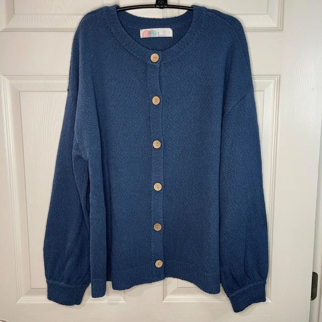 Free People FP Beach Cardigan Sweater Womens Size Medium Blue Oversized Casual - Image 2