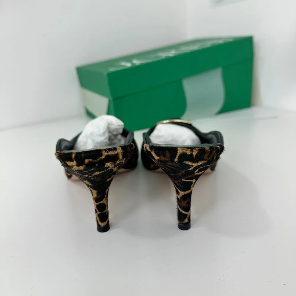 NEW J.Crew Made in Italy Colette Buckle Slip On Heels Leopard Calf Hair Mule 7.5 - Image 9