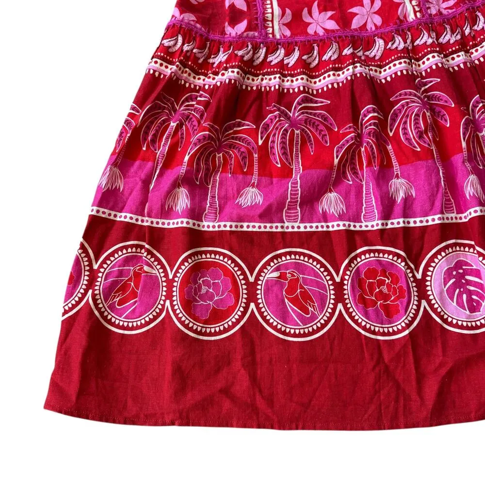 NEW Caroline Constas Red Floral Summer Linen Maxi Dress Size XXS - Image 8