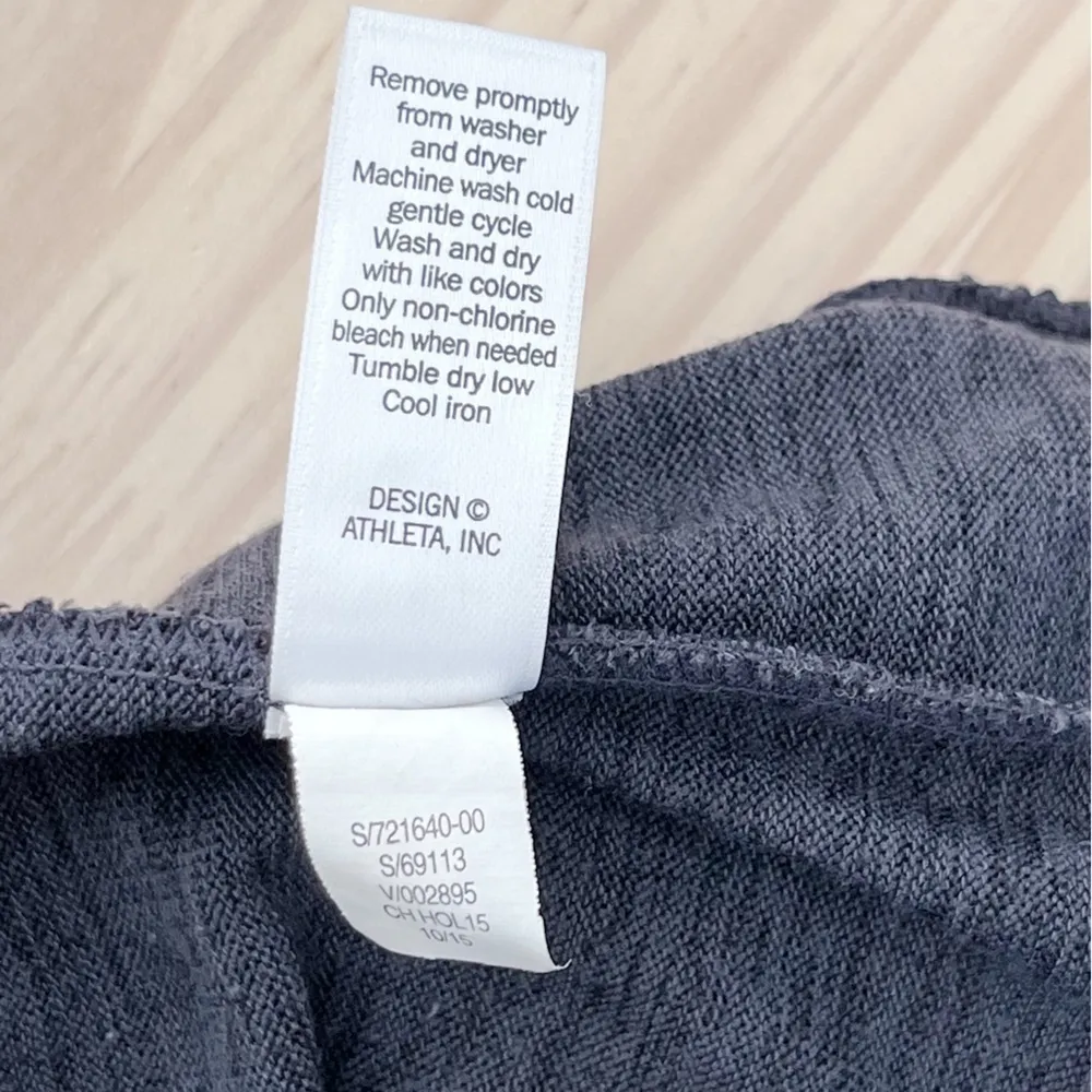 Athleta Blissful Wrap Hooded Cardigan Sweater Open Front Heather Charcoal Grey S - Image 12