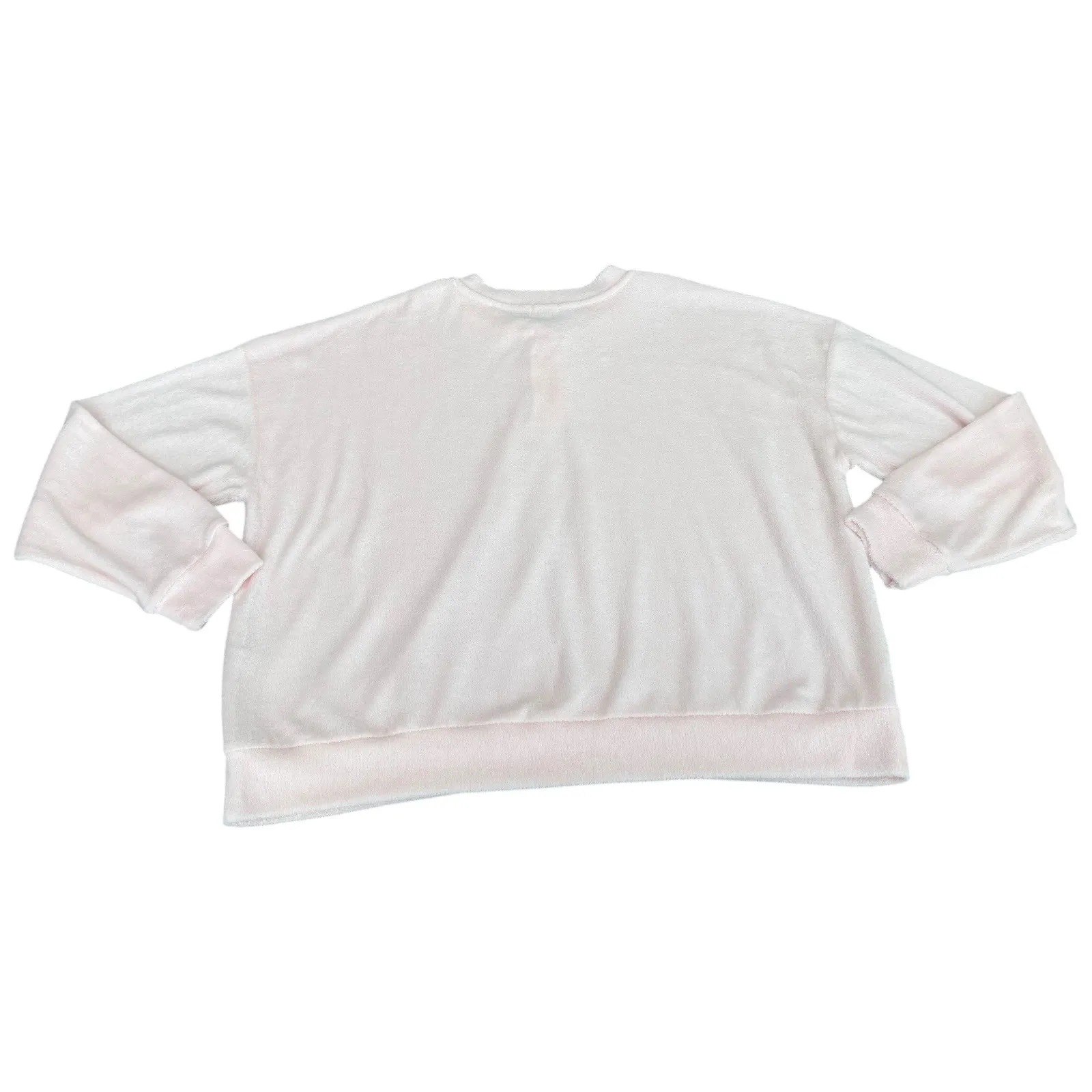 DONNI. Womens Terry Henley Pullover Sweatshirt Top Size XL Pink 3 Button Cropped - Image 5