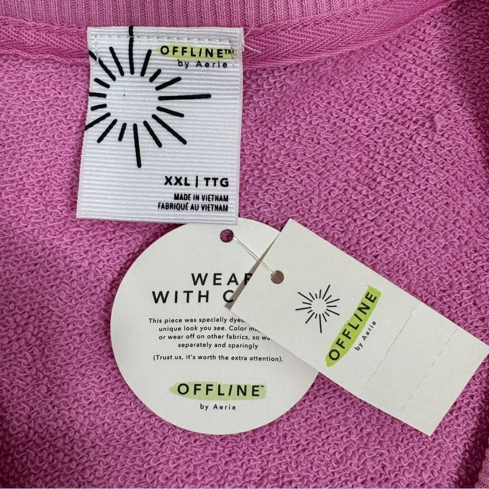 Offline by Aerie Weekend Fleece Cutout Front Casual Mini Dress Pink XXL - Image 10