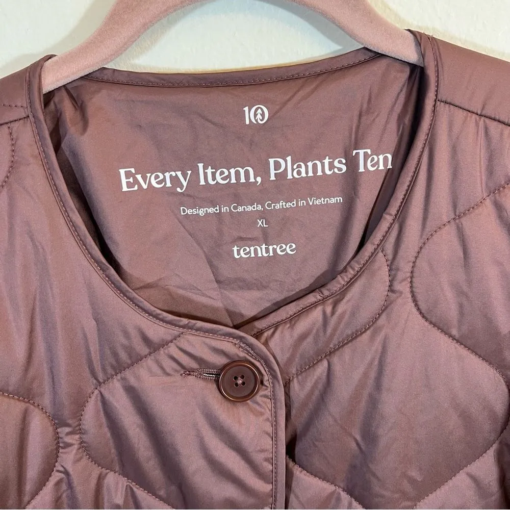 Tentree Women’s Brown Puffer Jacket XL Button Front - Image 8