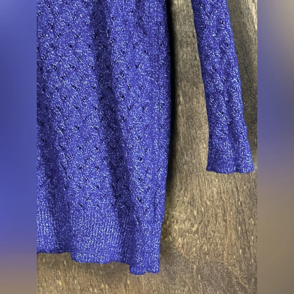 JCP (XS) Cable Knit Crew Neck Sweater purple/white marl 3/4 sleeves Purple - Image 7