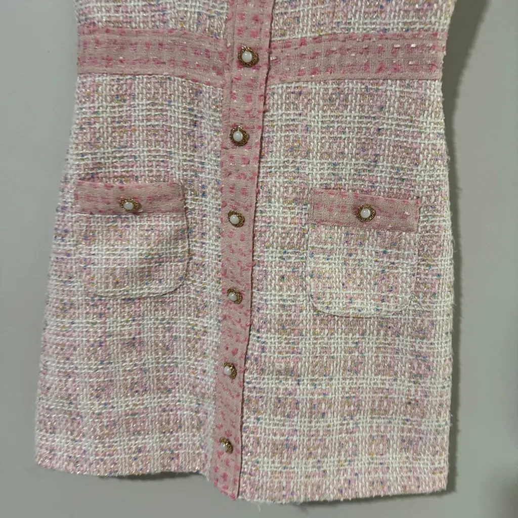 Amanda Uprichard Archie Dress in Pennington Tweed Size M Pink - Image 3