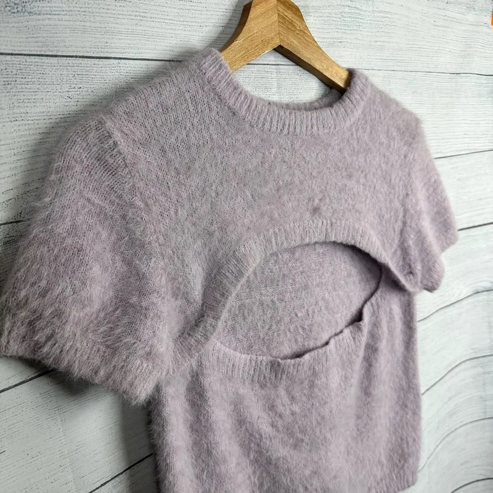 The Ragged Priest Womens size Medium Fluffy Knit Peekaboo Sweater Lilac Purple - Image 6
