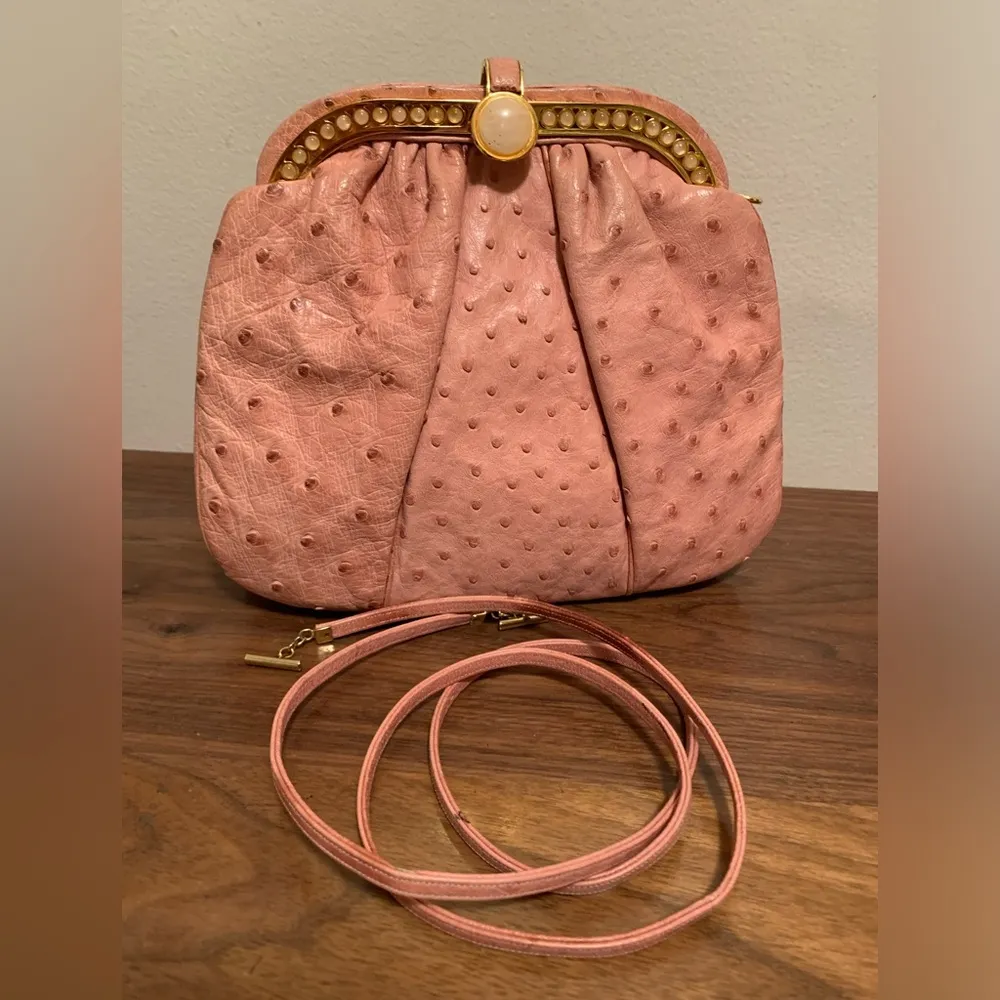 1986  ostrich shoulder/clutch pink gold - Image 3