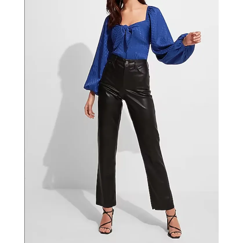 EXPRESS Satin Jacquard Tie‎ Front Thong Bodysuit - Image 4