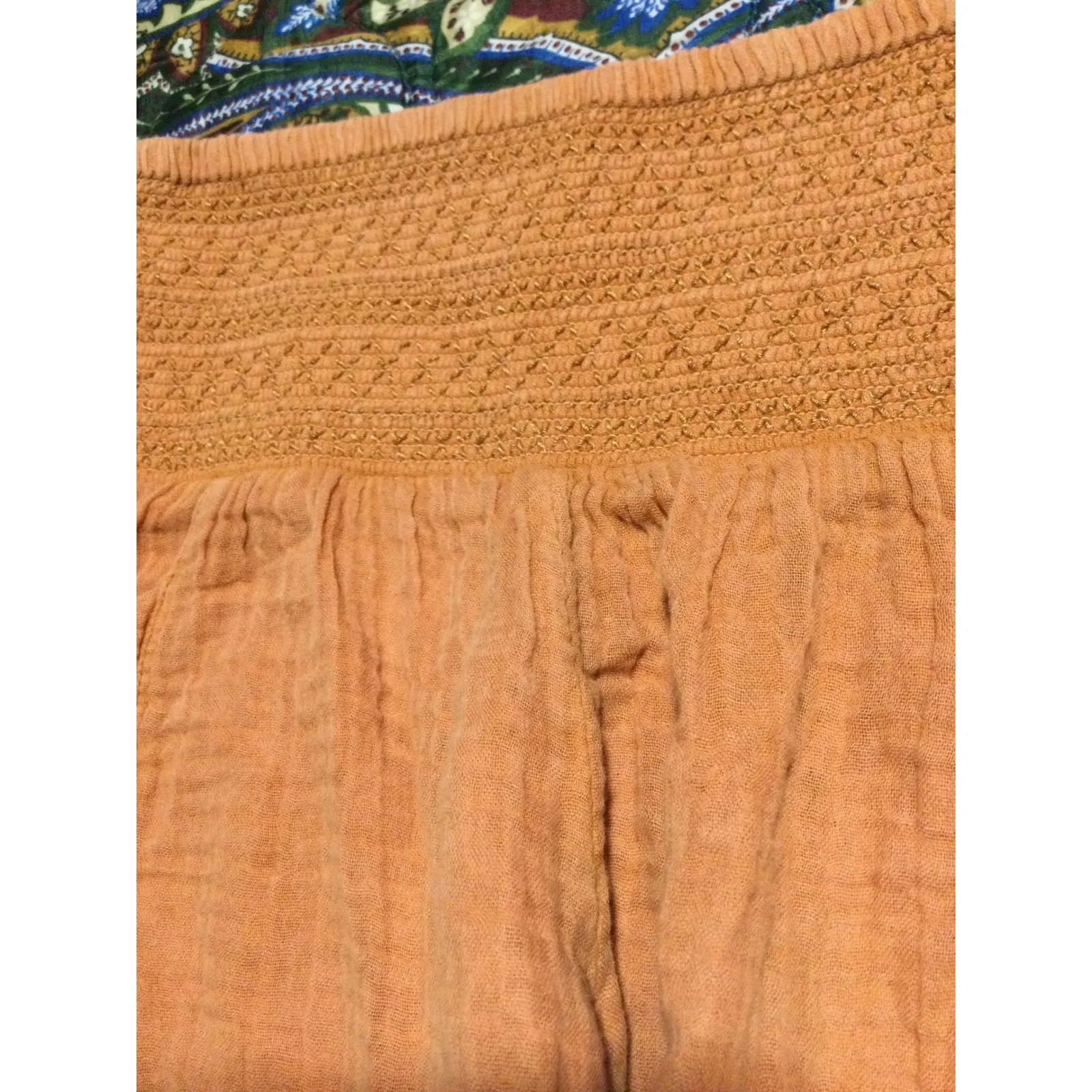 Anthropologie Smocked Waist Gauze Shorts Peach Orange XXS High Rise Casual - Image 3