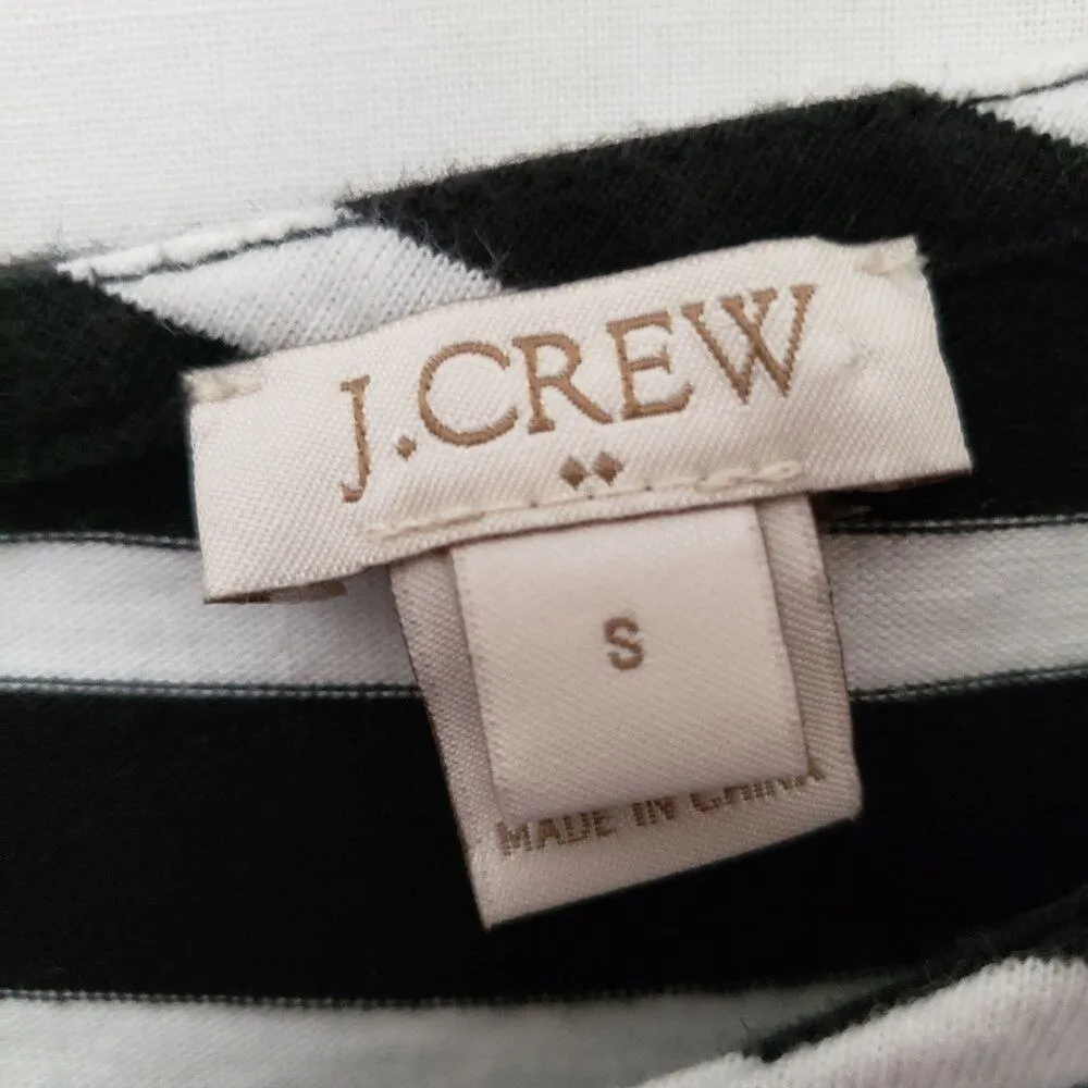 J. Crew Factory Womens Dress Sz Small Ruffled Sleeve Black White Striped Preppy - Image 7