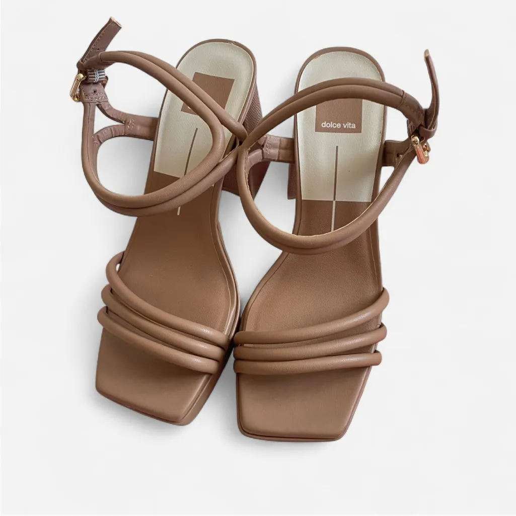 Dolce Vita Abiza Strappy Chunky Heel Platform Sandals in Brown Size 8.5 Wide Tan - Image 3