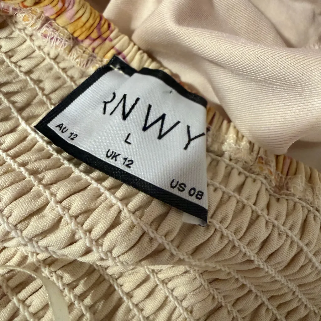 NEW RNWY The Label Long Balloon Sleeve Off The Shoulder Vishaka Bodysuit Sz L Orange Size L - Image 6