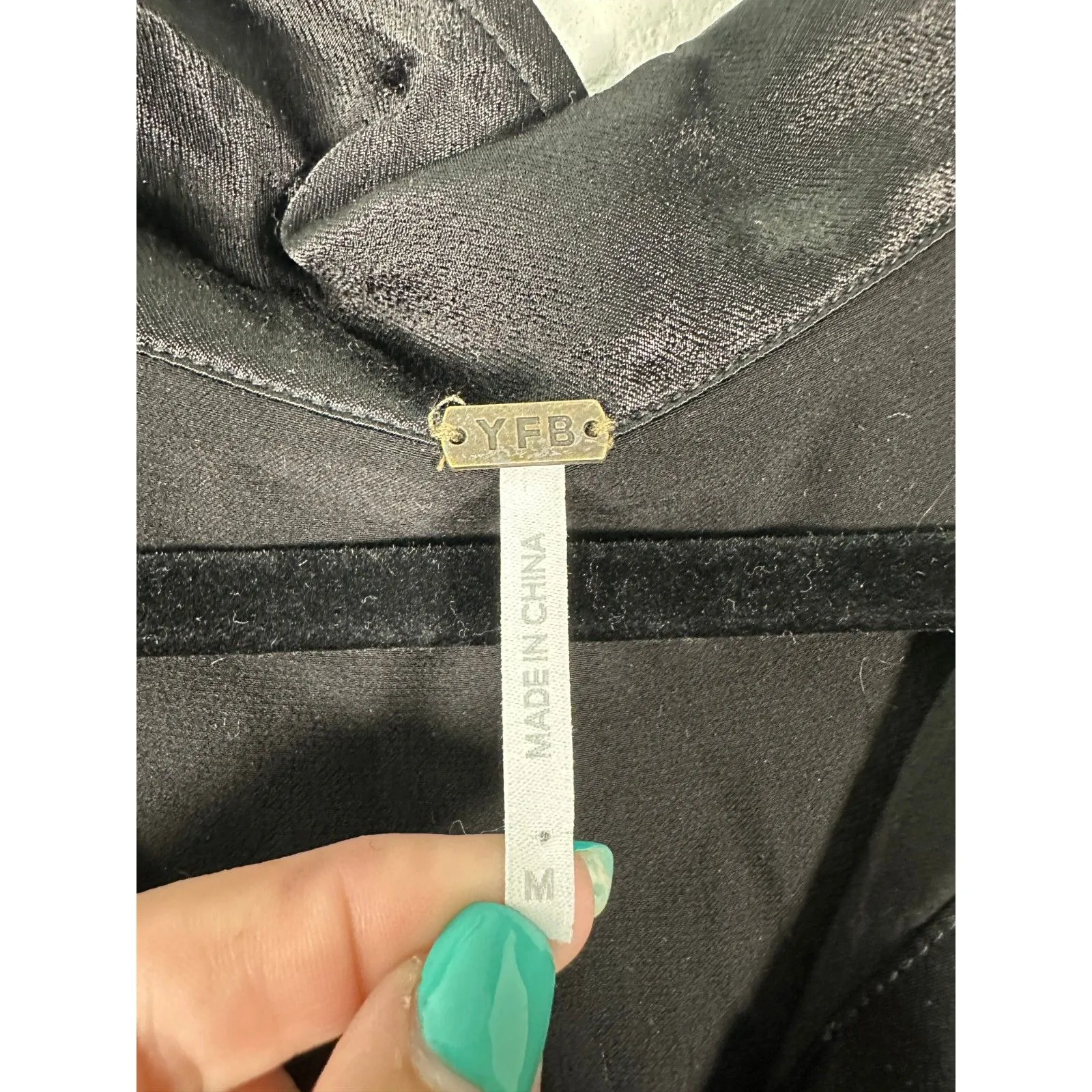 YFB Young Fabulous & Broke Scarlet Dress Flowy Long Sleeve Satin Black Medium - Image 6