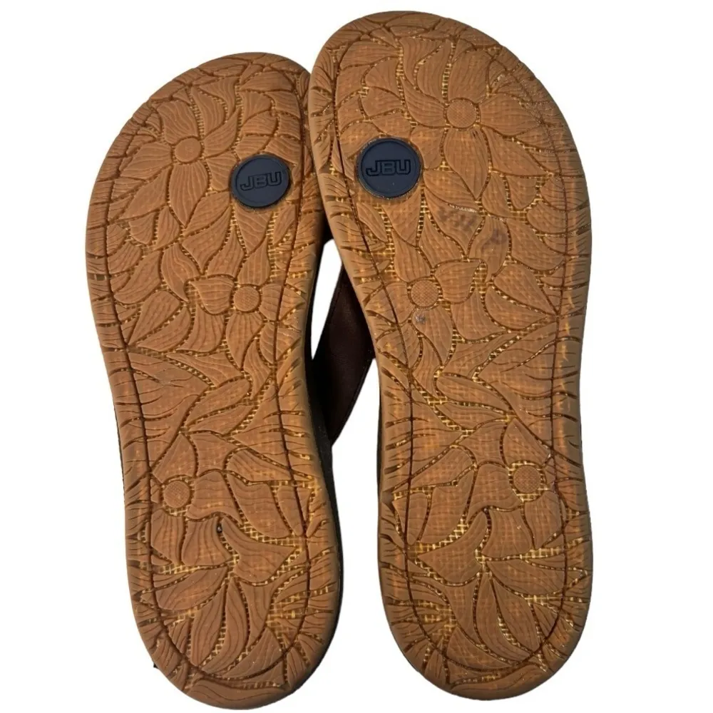 JBU Women's Pele Leather Thong‎ Sandals Cognac Size 9 - Image 12