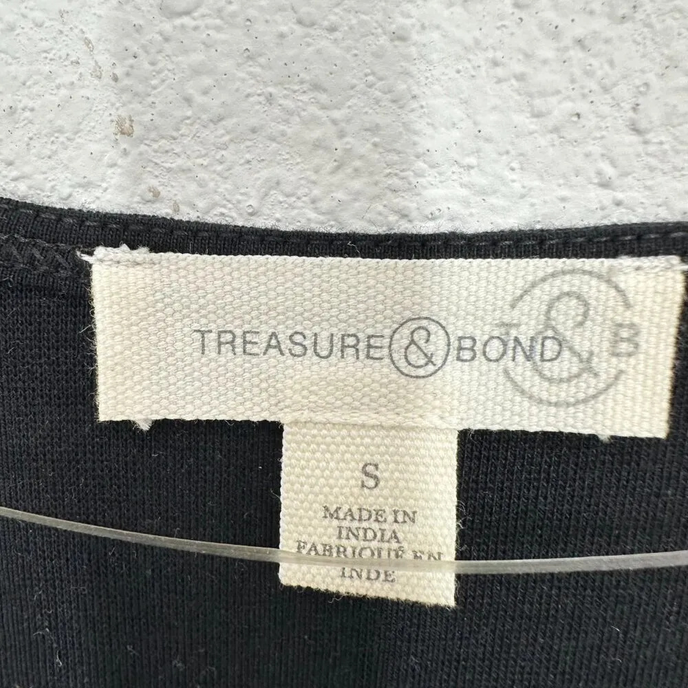 Treasure‎ & Bond Nordstrom Black Ribbed Square Neck Short Sleeve Top Casual NWT - Image 6