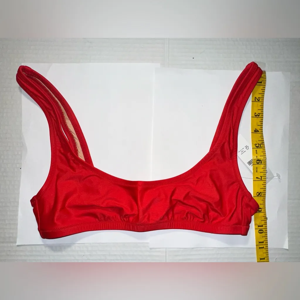 J Crew Heritage‎ Scoop Neck Bikini Top Size S Red Retro Swim Beach Classic New - Image 3