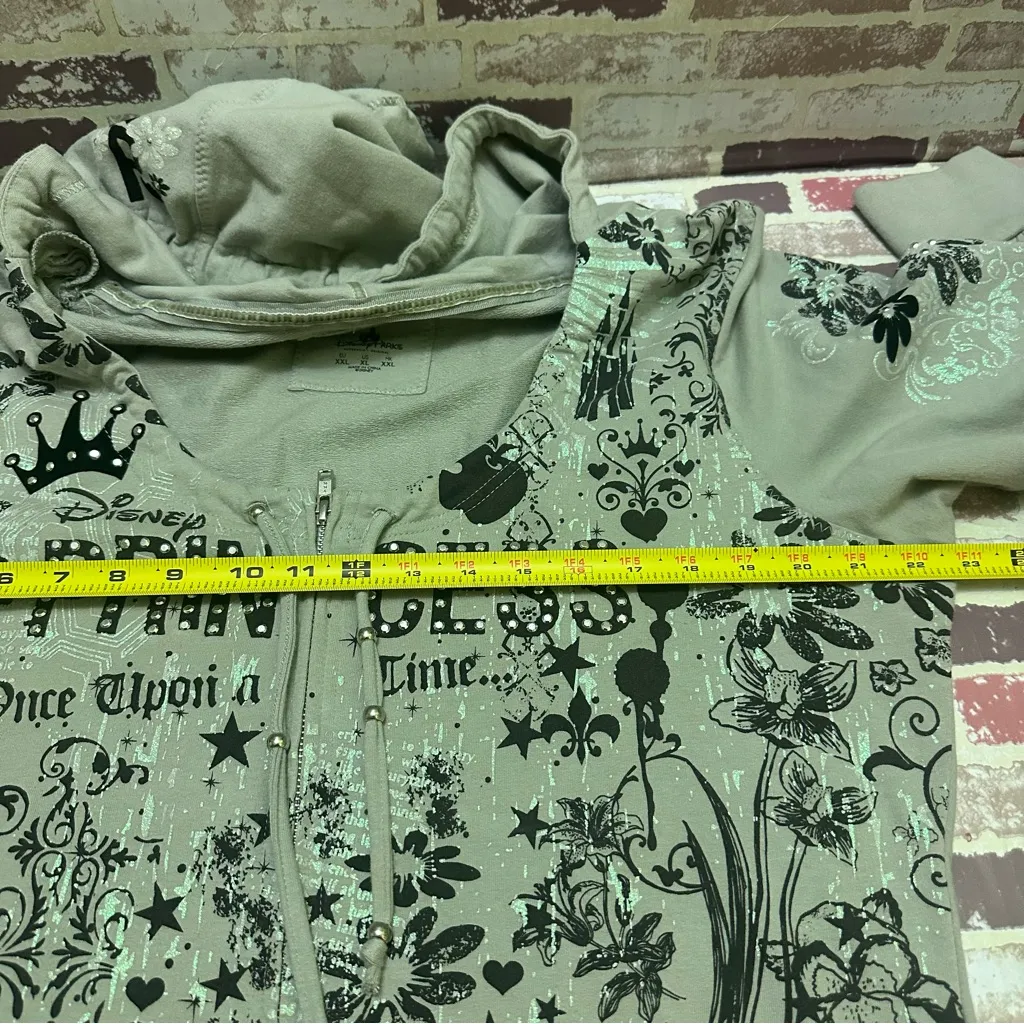 Disney Princess Graphic Hoodie - Cream and Black Floral 2XL - Image 5