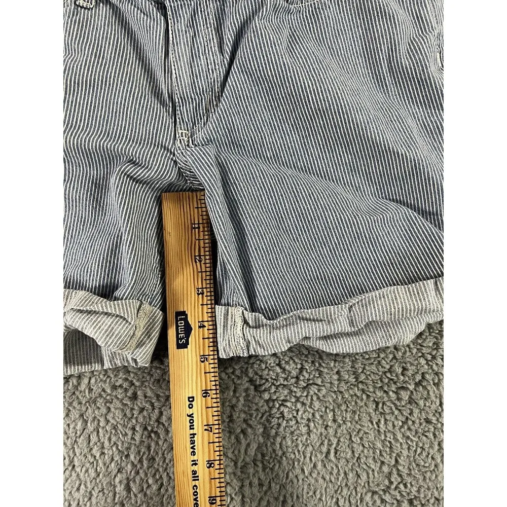 Eddie Bauer Shorts Womens 4 Striped Denim Cuffed‎ Hem Nautical Preppy Classic - Image 9