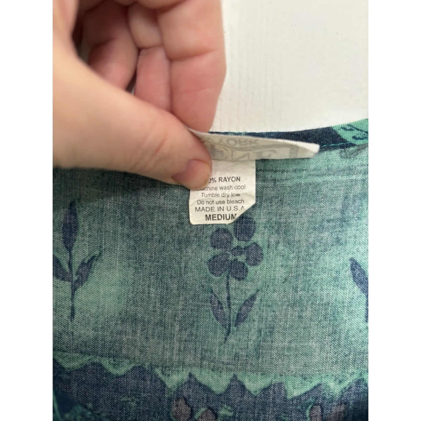 Vtg 90s Beachy Maxi Dress Size Medium Vacation Swim Cover Up Hippie Grunge Blue - Image 5