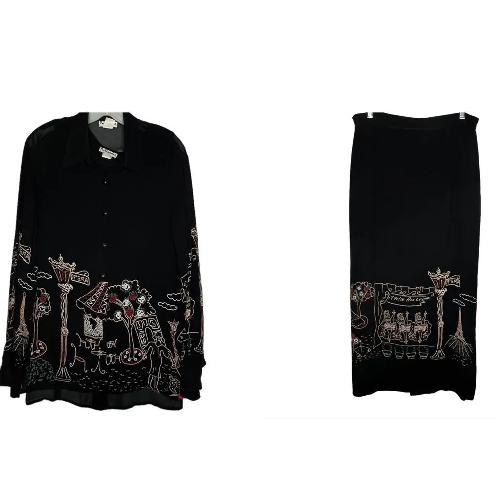 Vintage Palisades Three‎ Piece Skirt Set Black - Image 2