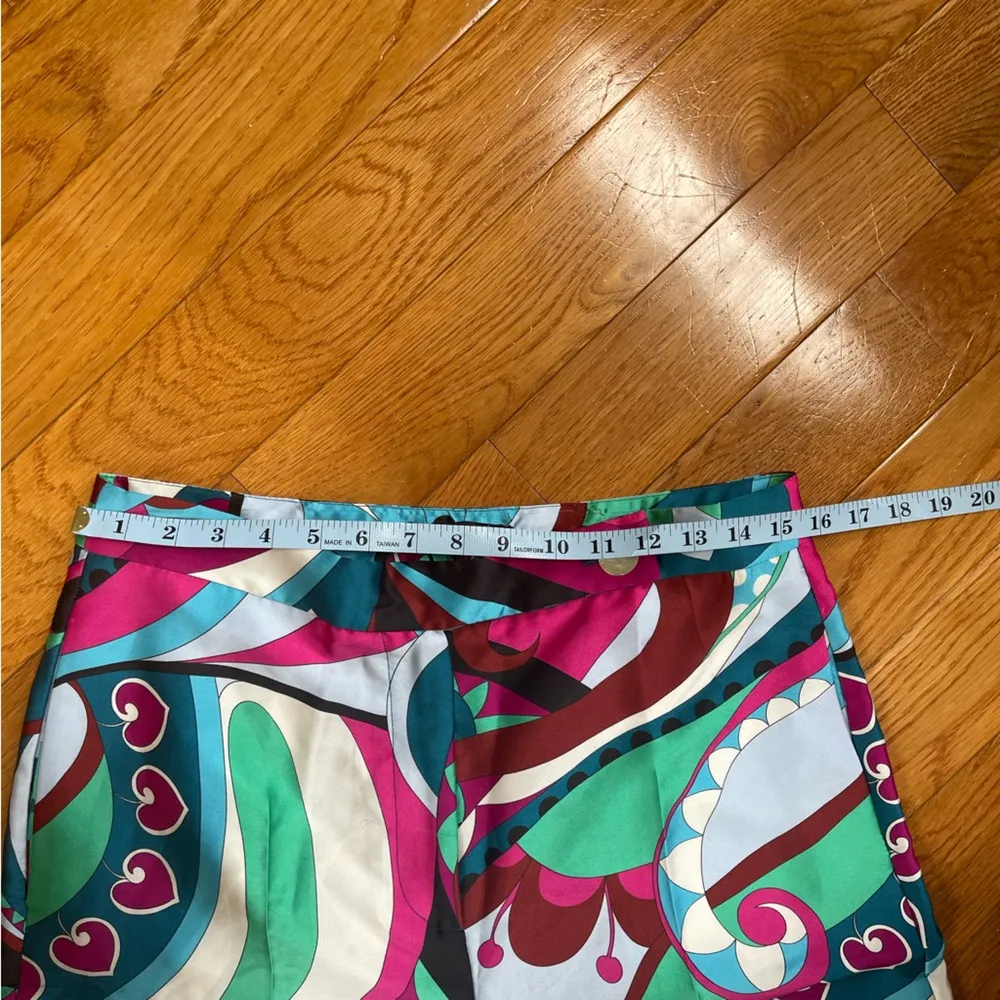 Zara satin effect multicoloured paisley  cropped culottes high waist pants Sz L - Image 5