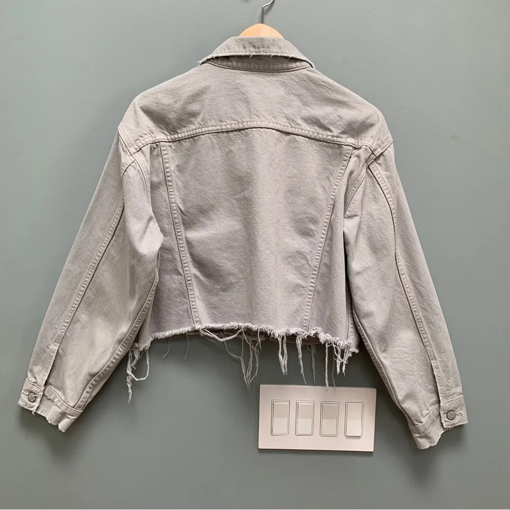 Boyish Harvey cropped denim jean jacket light grey size Small - Image 8