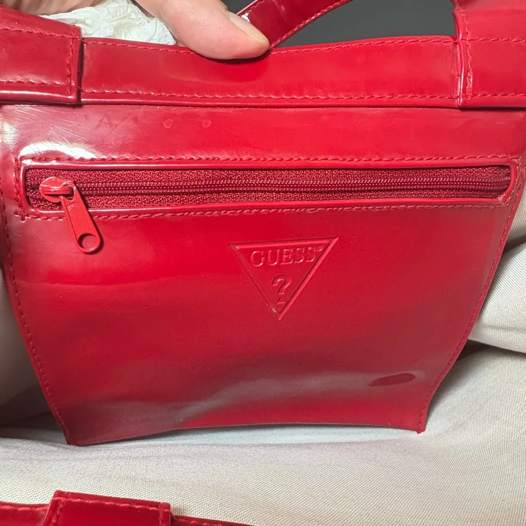 Guess  Glossy Cherry Red Tote - Image 6