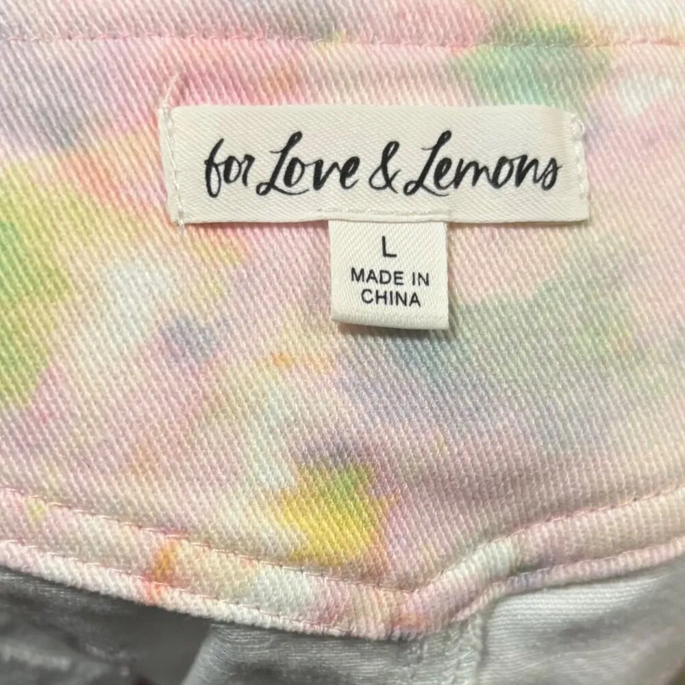 For Love & Lemons Womens Smythe Hot Shorts Cotton Candy Tie Dye Size L Pink Size L - Image 9