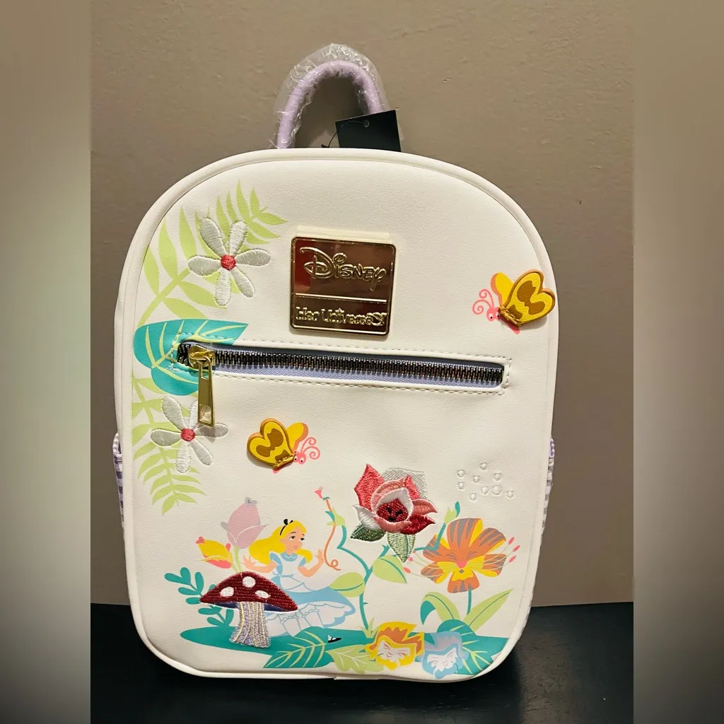 Her Universe Disney Alice in Wonderland Floral Gingham Mini Backpack - Image 3