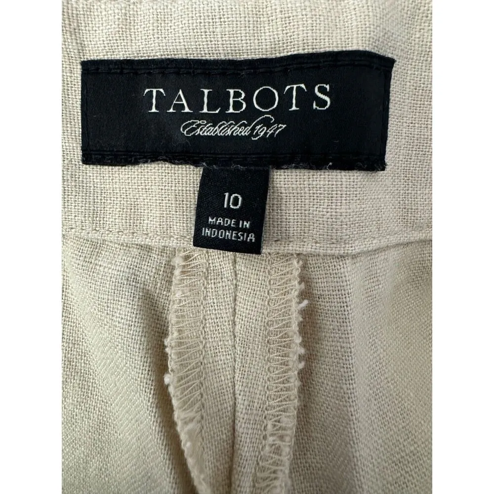 Talbots Linen Embroidered Country Club Casual Wide Leg Cropped Pants 10 - Image 4
