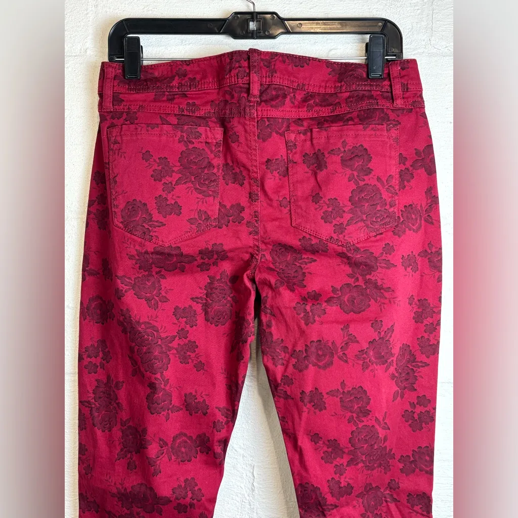 Mudd Vintage Y2K Rose Floral Grunge Red Casual Skinny Jeans Size 11 Juniors - Image 4