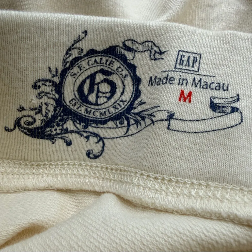 Vintage Y2K GAP Cream cropped Cargo Jogger Sweatpants 2000s Made in Macau M - Image 7