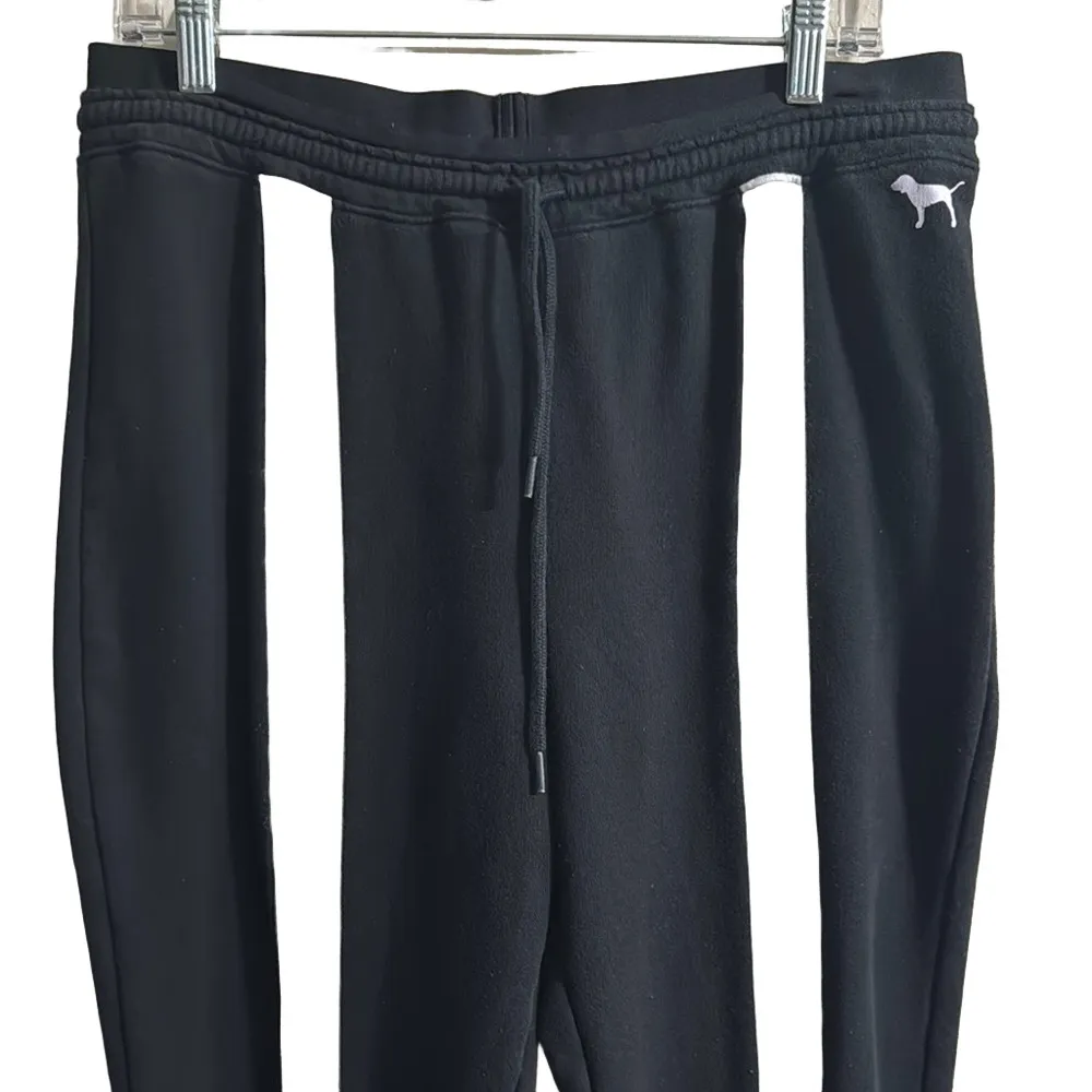 PINK Victoria's Secret Black and White Sweatpants with Tapered Fit - Image 2