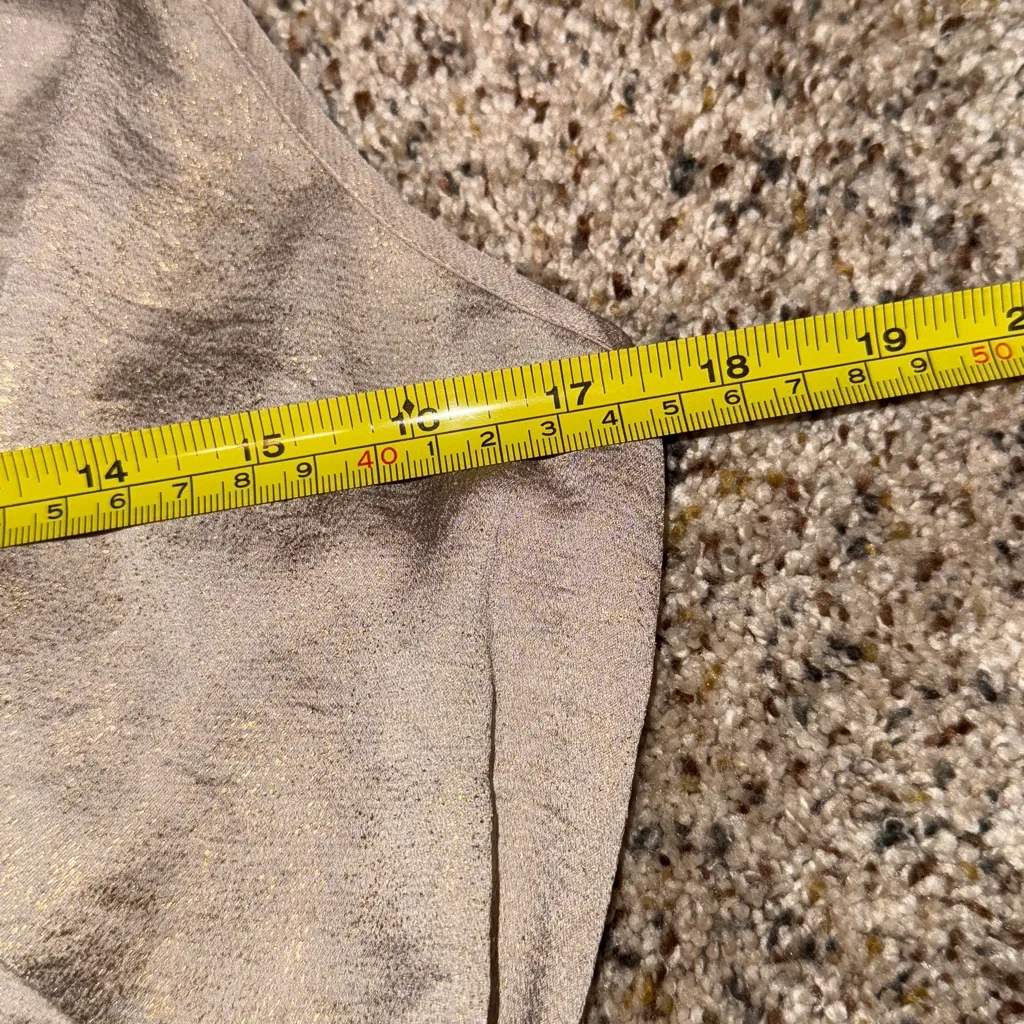 Express Elegant Sparkly Taupe Wrap Cross Camisole Gold Tie Front Blouse Size L/G - Image 8