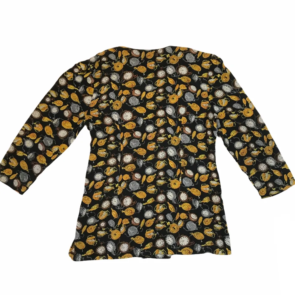 Vintage Blazer Quirky Clocks Alice‎ in Wonderland White Rabbit Halloween Costume Black Size M - Image 4