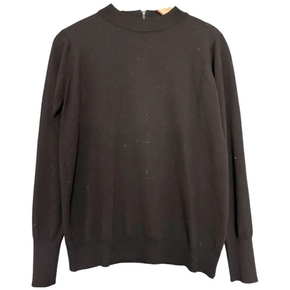 John Smedley For Hooper 1960s Women’s 16 L Black Wool Knit Half Zip Back Sweater Size L - Image 2