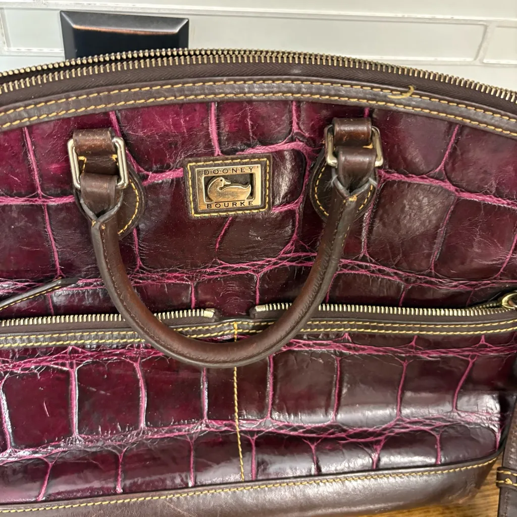 Dooney‎ & Bourke Red/Burgundy Dillon Crocodile Satchel - Image 3