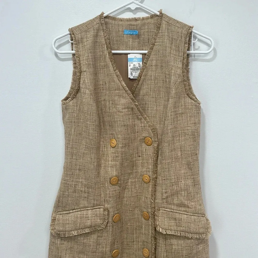 J Mclaughlin Womens Pia Dress 2 Sleeveless Tweed Double Breasted Knee Modest NEW - Image 5