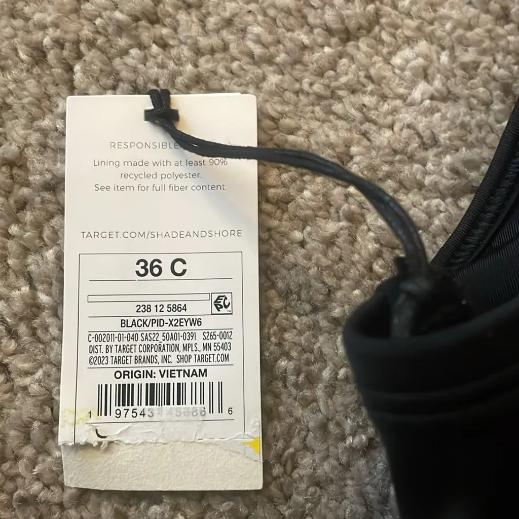 Shade Shore black mesh swim bra in size 36C new - Image 6