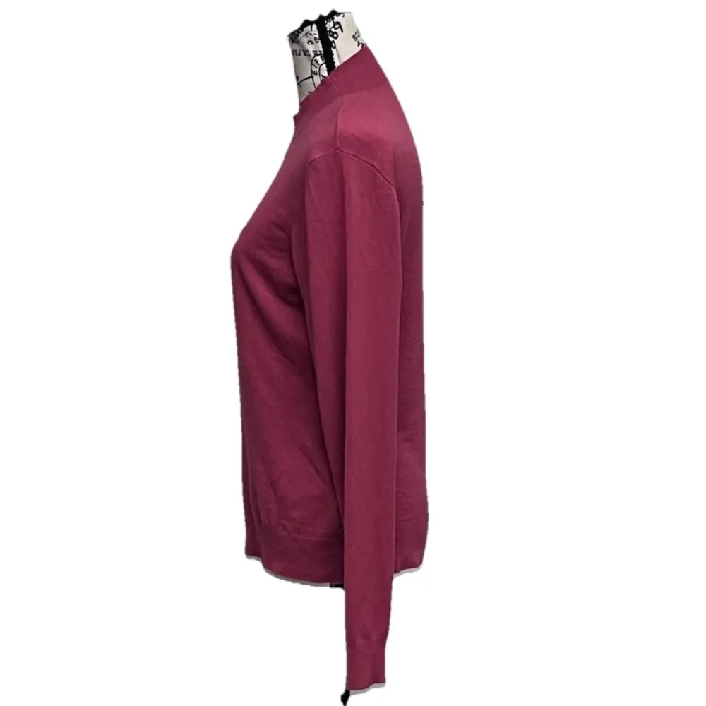 GUESS Pink Mock Neck Logo Sweater XL | Beaded Pearl Embellished Preppy Boho Knit - Image 4