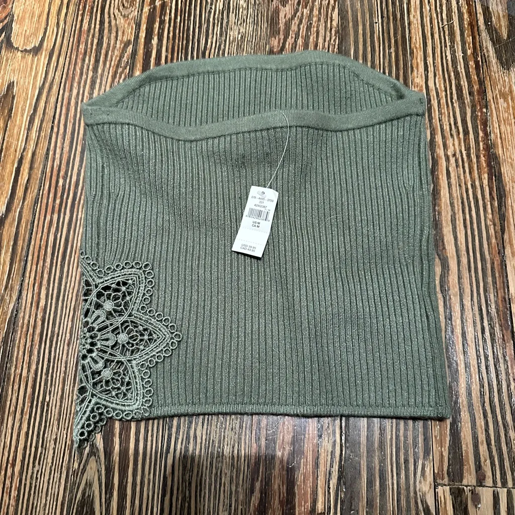 AERIE NWT KNIT STRAPLESS Elegant Green TOP - Image 3
