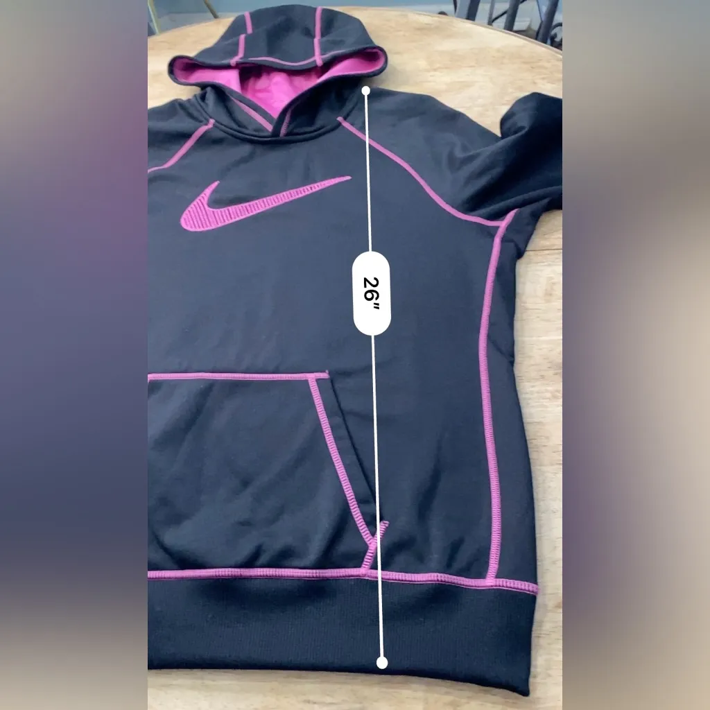 Nike Therma Fit Women’s Sz XL Black/Hot Pink Swoosh Out Pullover Hoodie - Image 9