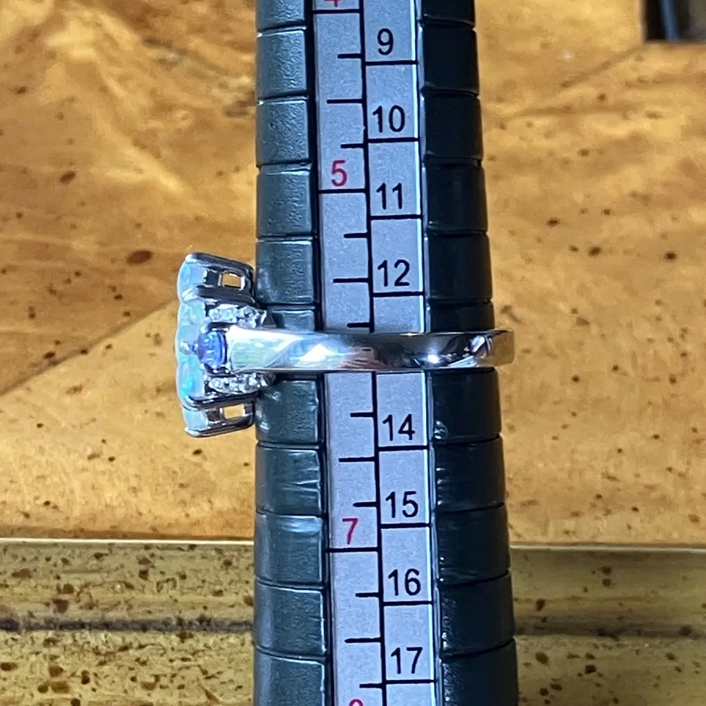 Natural Ethiopian Opal Tanzanite Sterling Silver Ring Size 6 - Image 9