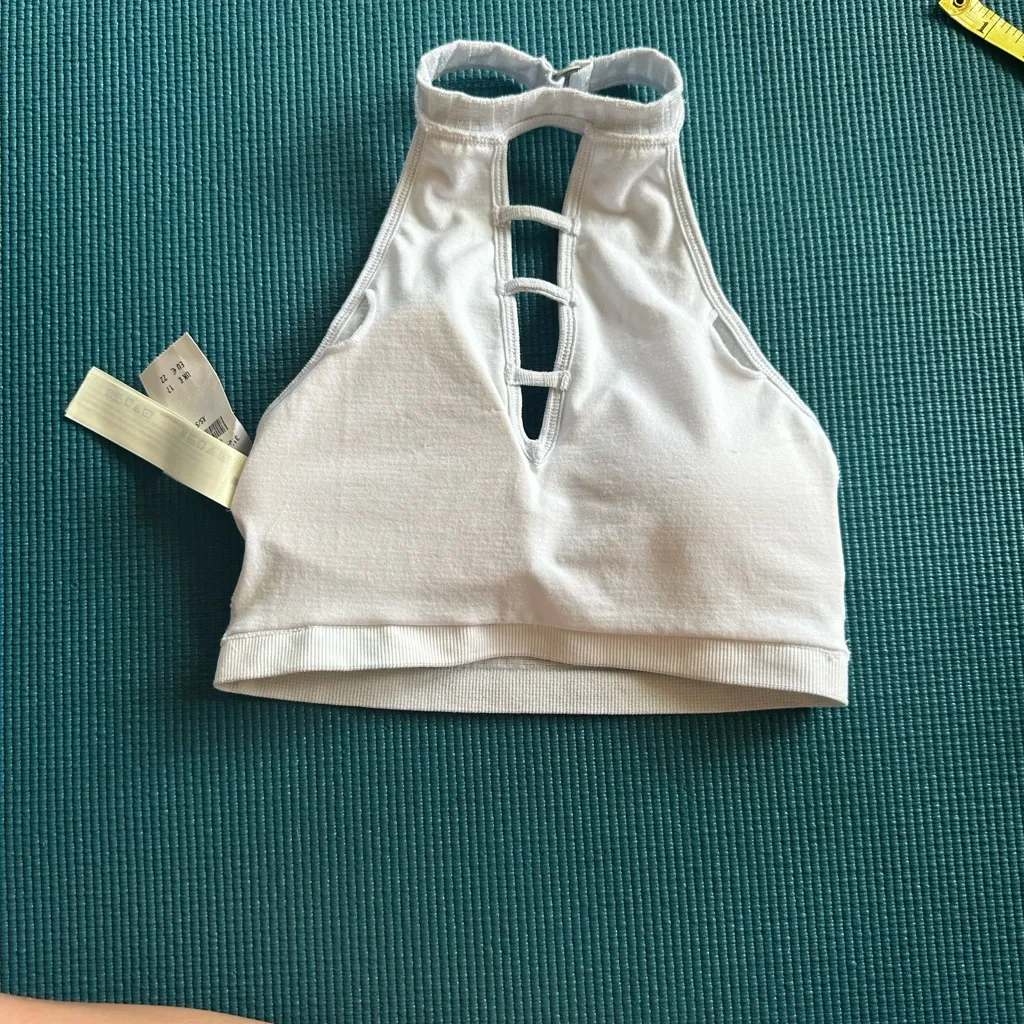 Gilly Hicks Hollister High Neck Ribbed Ivory Silver Sparkle Bralette NWT XS/S - Image 5